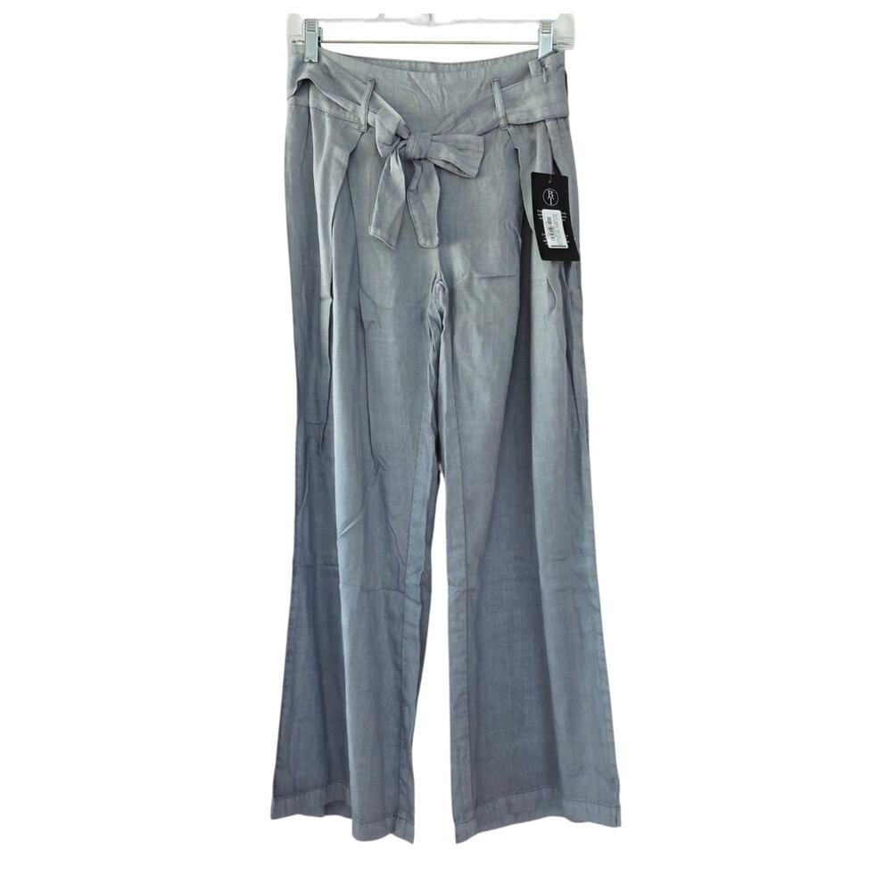 Billy T Woman's S Lyocell Linen Pants Relaxed Trouser Gray Wide Leg Flowy NWT